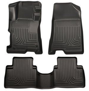 Kia Sorento Floor Liners - Front + 2nd Row - Husky Liners - WeatherBeater Combo - Black - `11-`12
